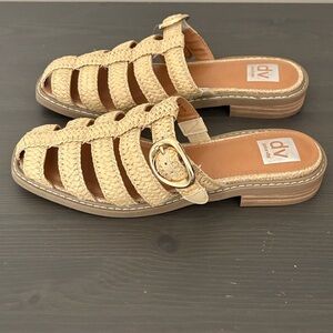 New DV By Dolce Vita Falcon Raffia Buckle Mules Slip On Natural Size 8.5